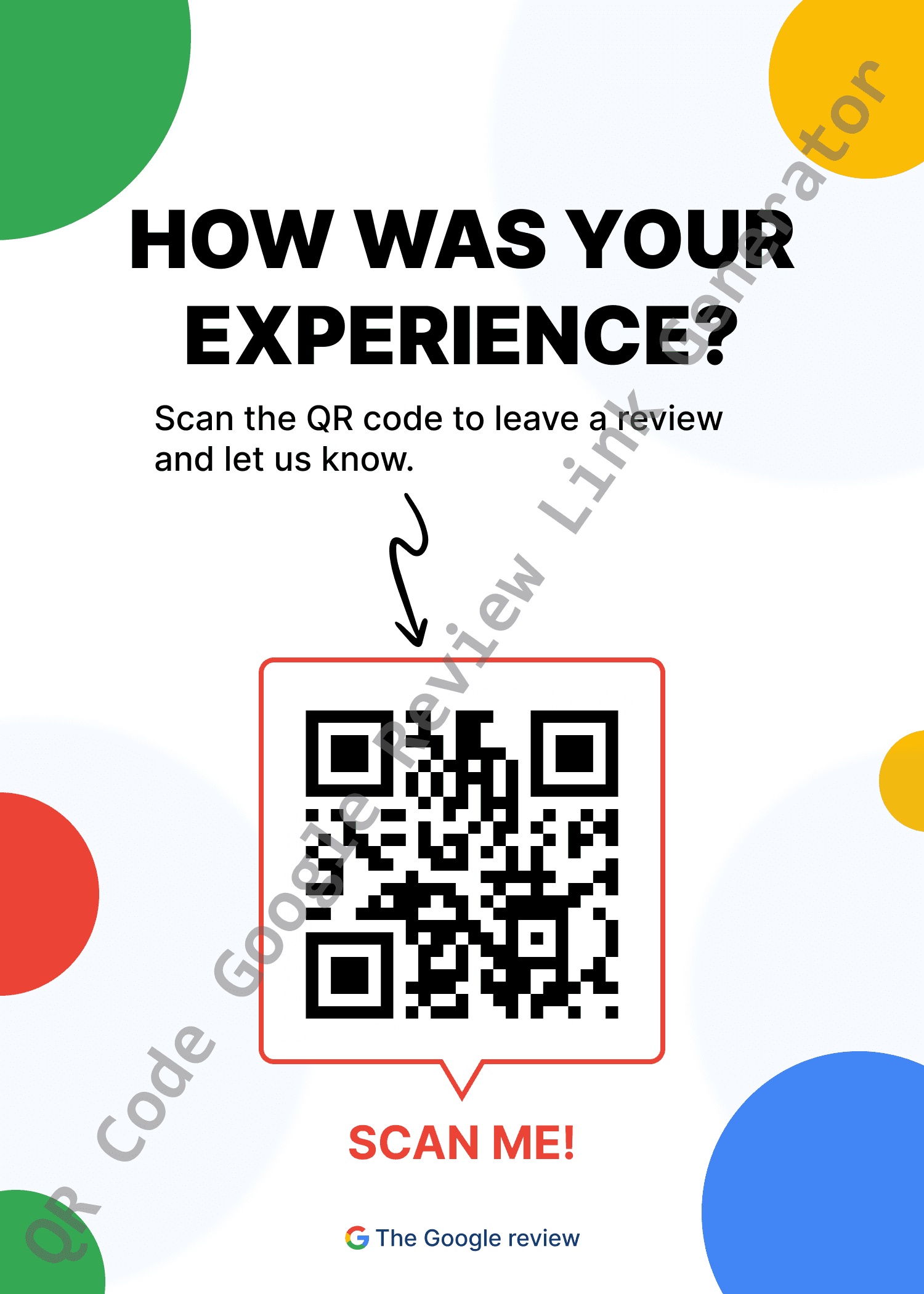Customer Service Desk — Google review QR code template
