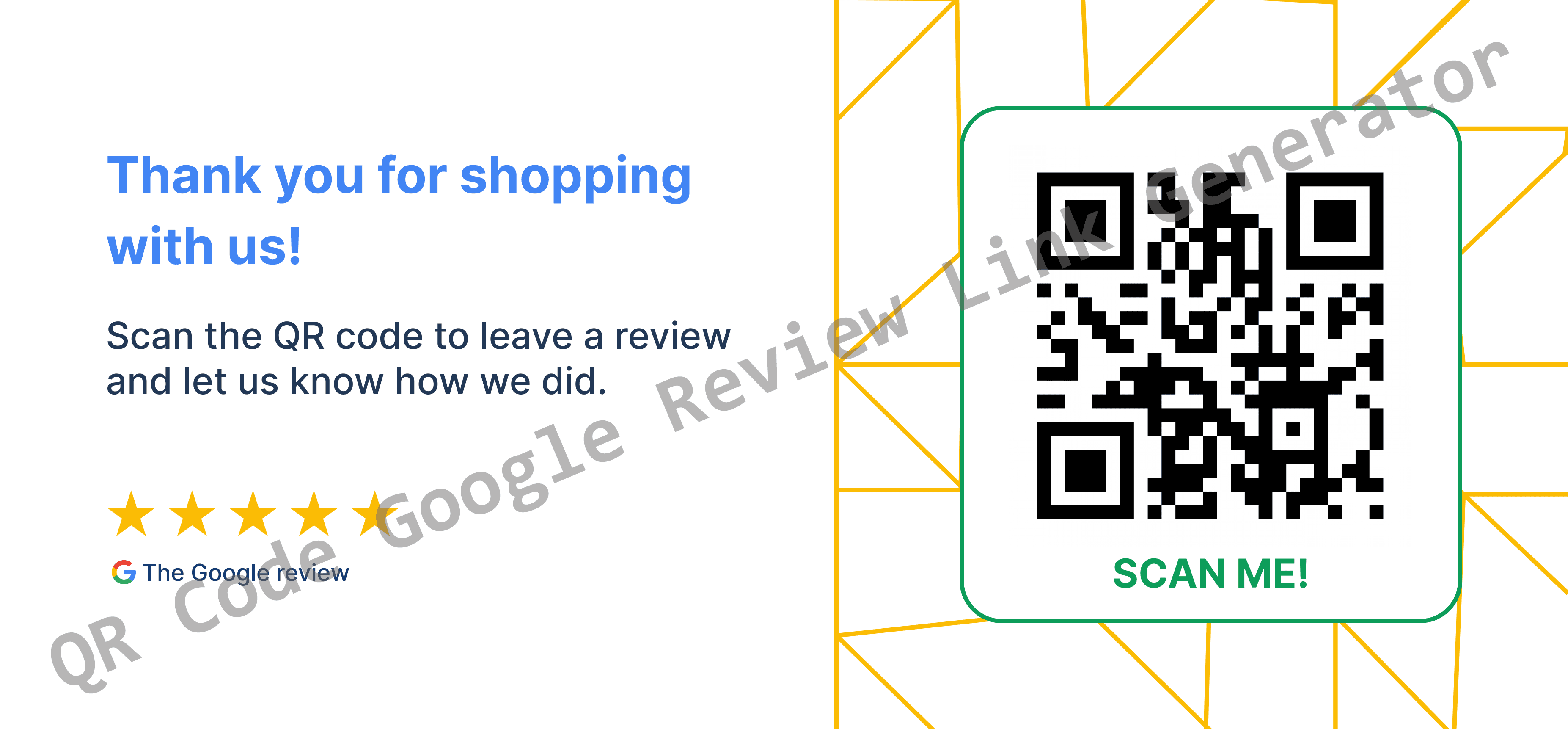 Door or window sticker template with a Google review QR code