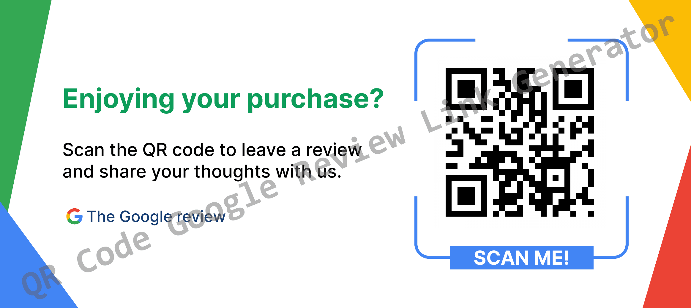 Packaging insert template with a Google review QR code