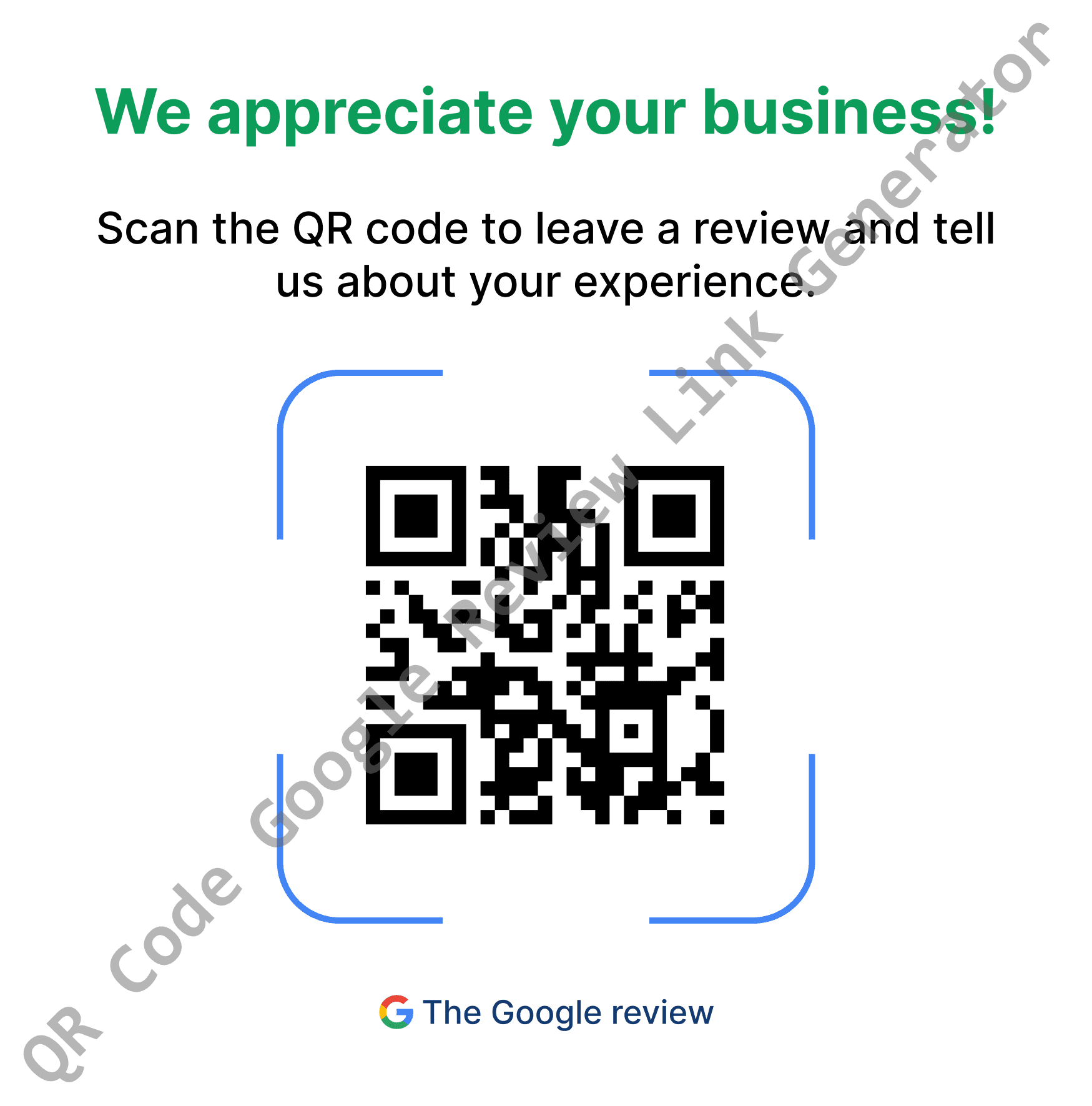 Receipt block template with a Google review QR code
