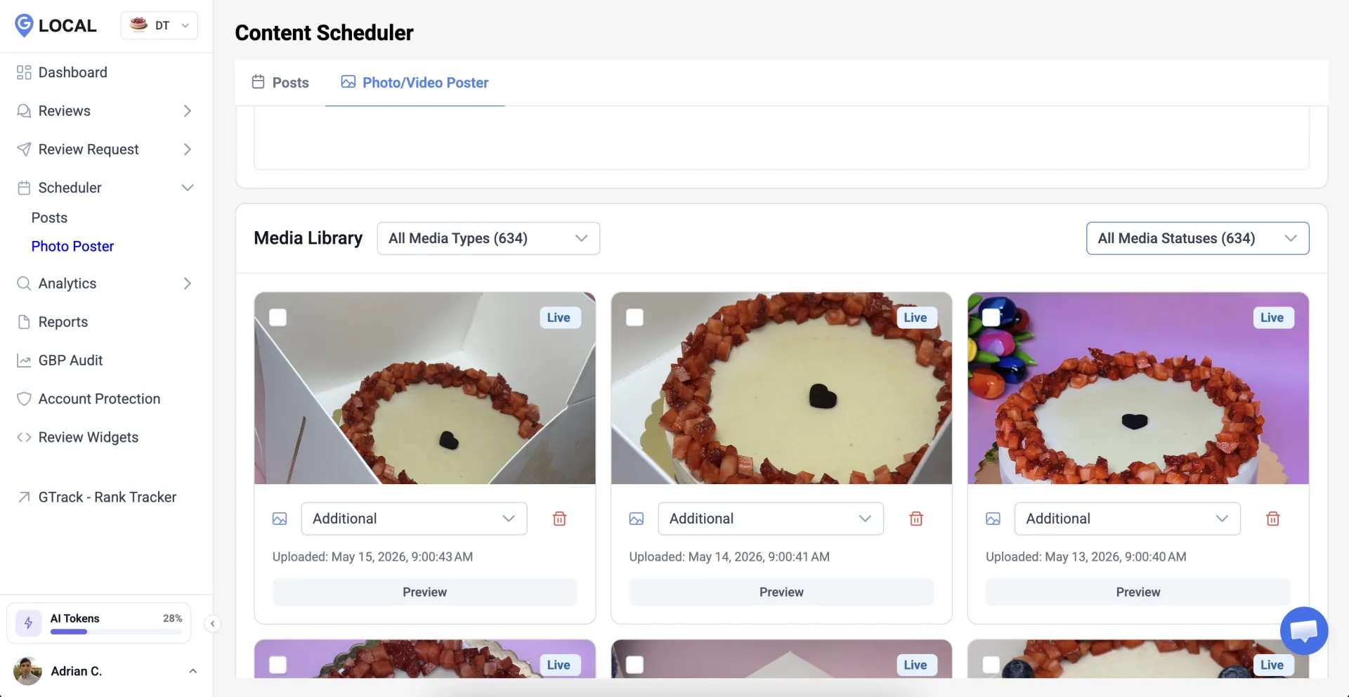 GLocal media library auto-posting photos and videos to a Google Business Profile