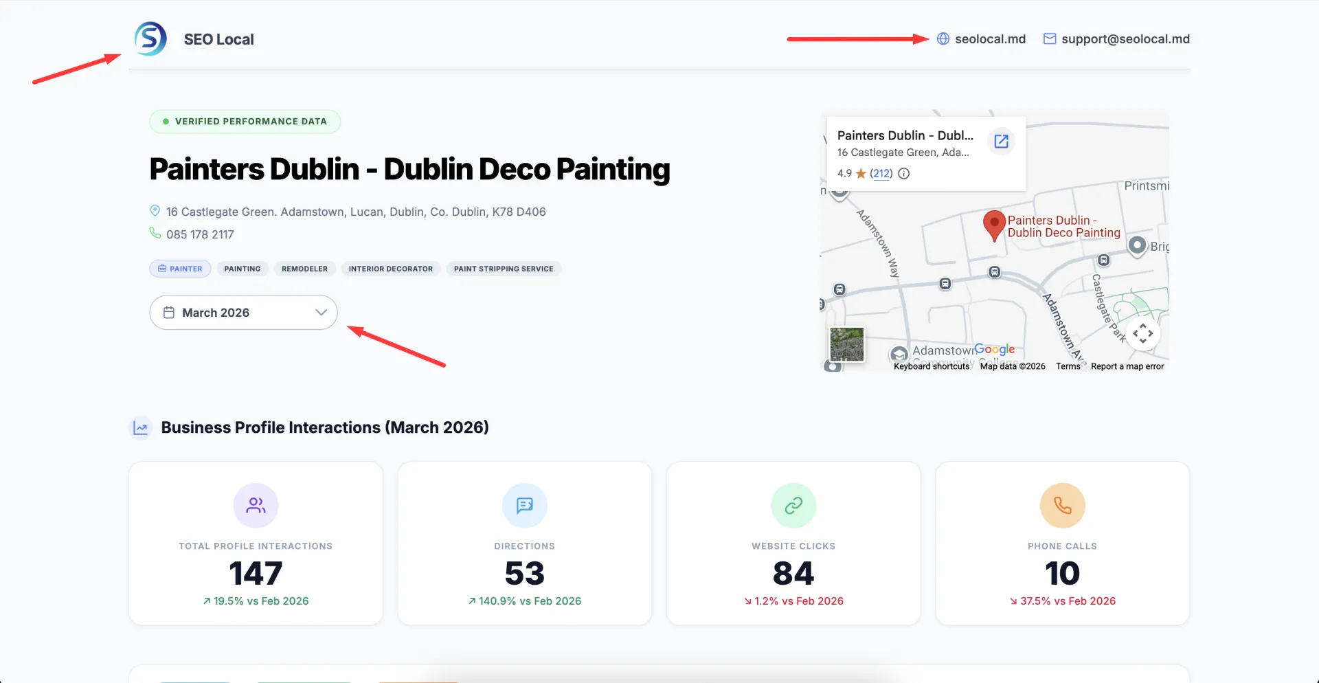 GLocal monthly white-label Google Business Profile report