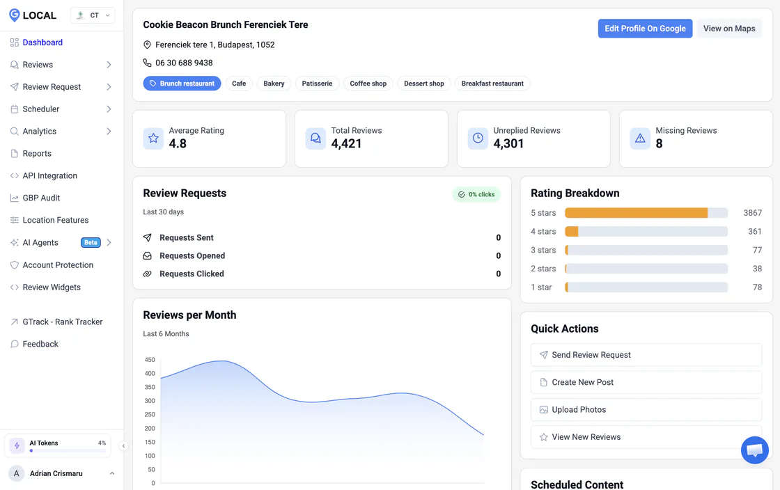 GLocal Google Business Profile management dashboard