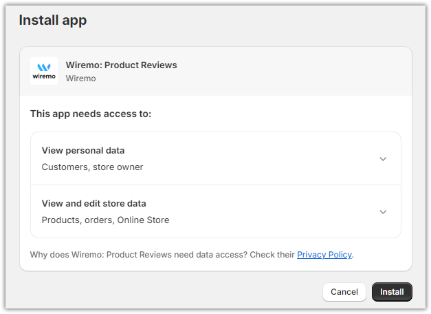 Install Wiremo app for Shopify