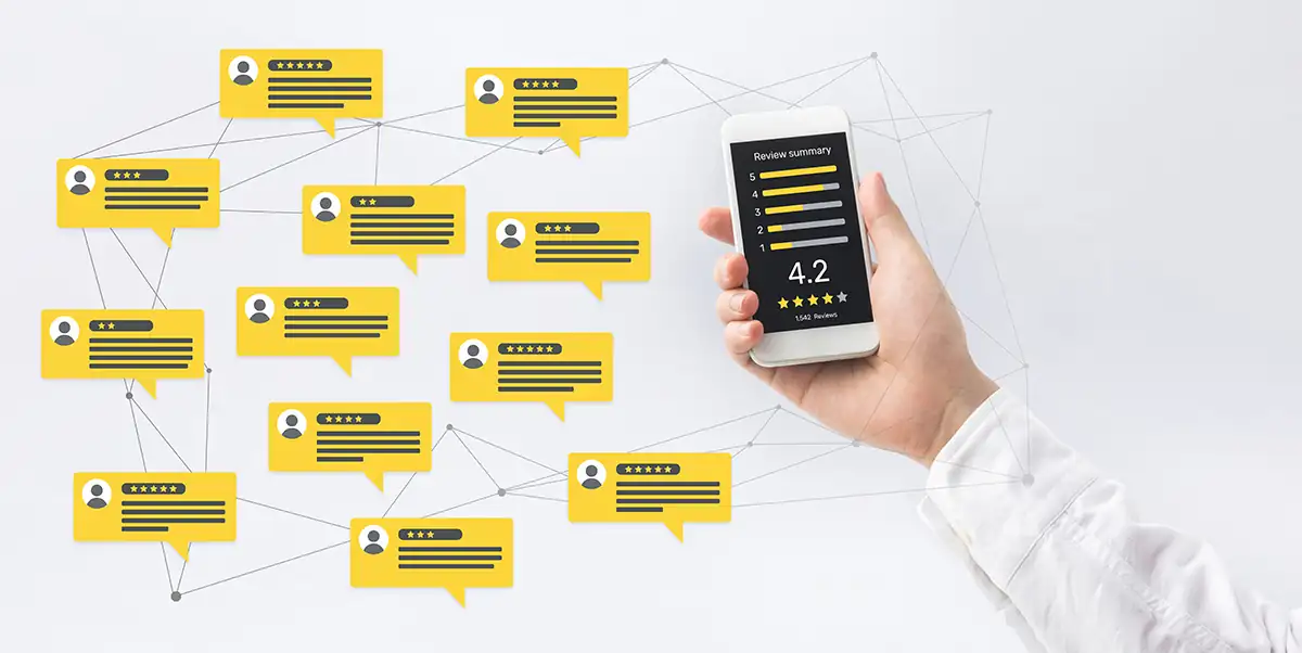 Product Reviews in Shopify – customer ratings and review notifications displayed on a mobile screen