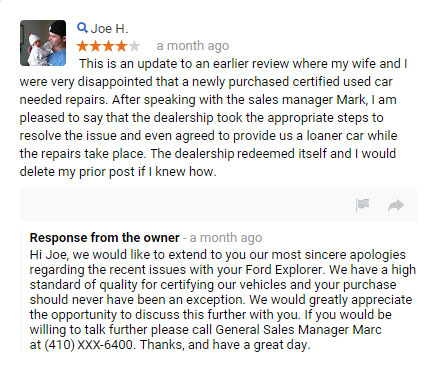 reply to negative review