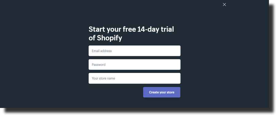 14 days trial shopify