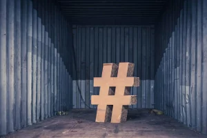 Instagram Hashtags Symbol in Storage Container