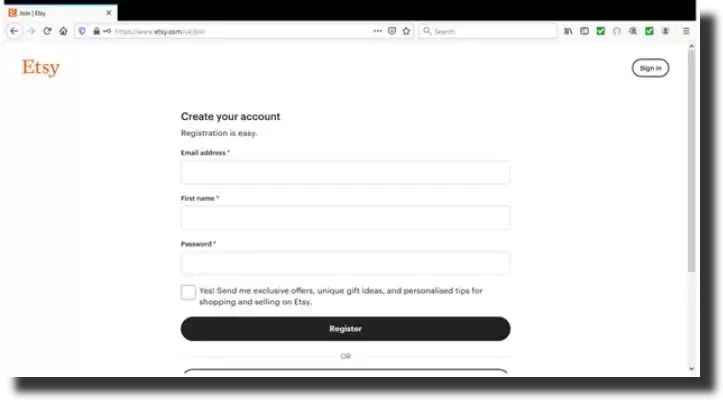 etsy create account