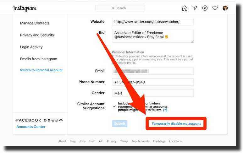 disable account