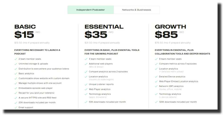 pricing plan