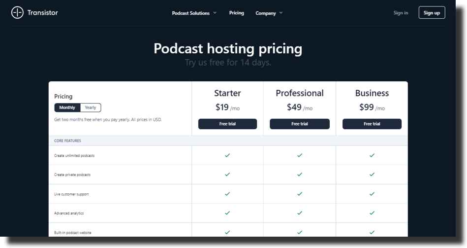 transistor pricing plan