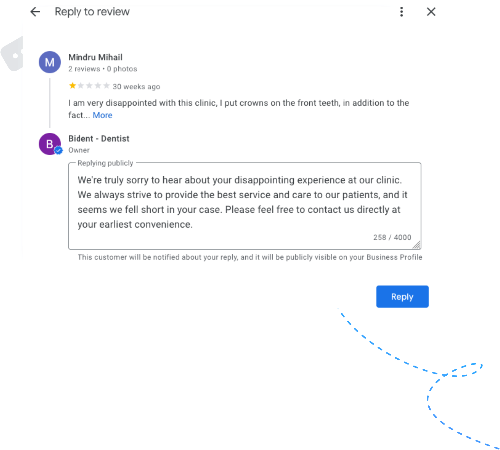 google review reply negative wiremo