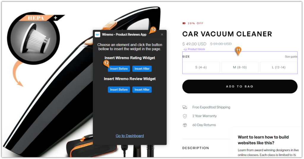 Wiremo rating widget installation