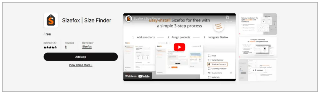 Sizefox, Shopify Size Chart App