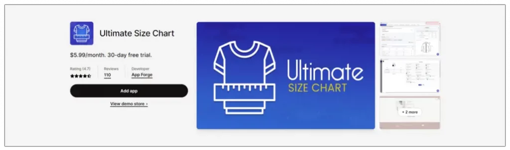 Ultimate, Shopify Size Chart App