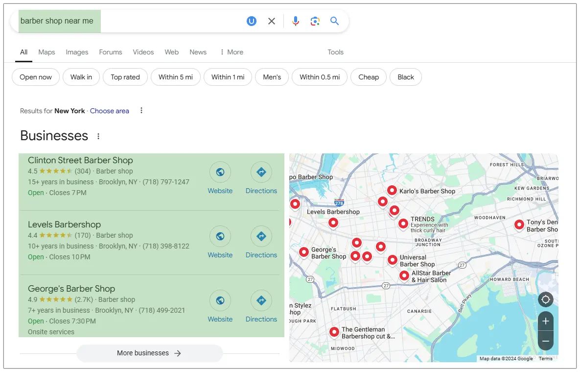 Business Distance to searcher local SEO rnakings