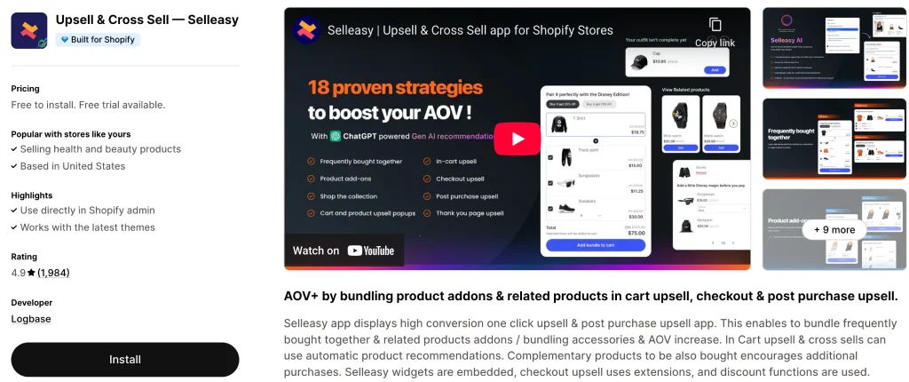 15 Best Free Upsell app Shopify 6 selleasy upsell app