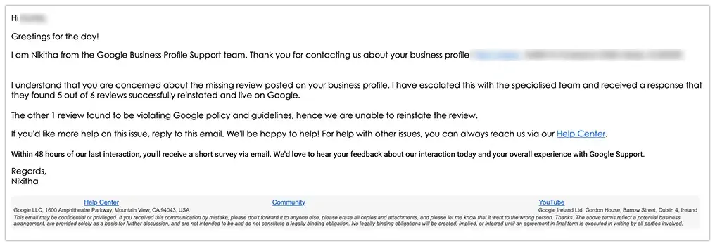 Google Reviews Missing? What’s Happening & How to Fix It 9 Google support email