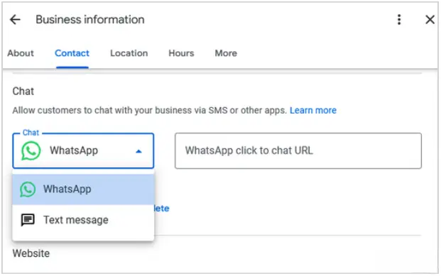 WhatsApp Link to Google Business Profile