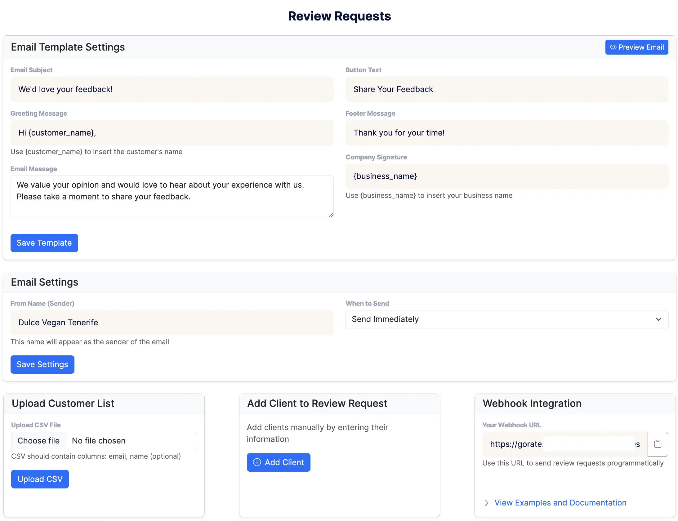 Review Request with Filtration