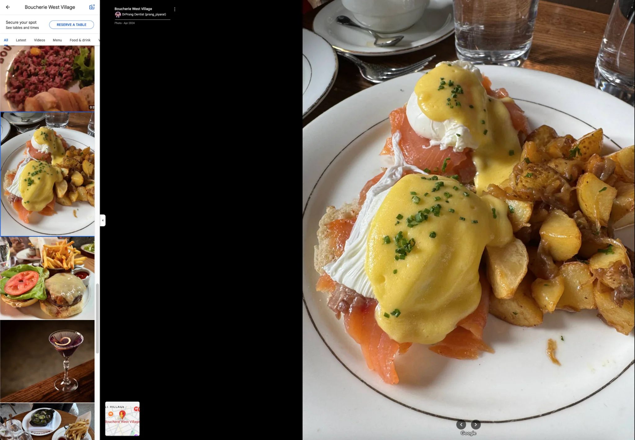 Eggs benedict and other customer-uploaded dishes from Boucherie West Village on Google Business Photos
