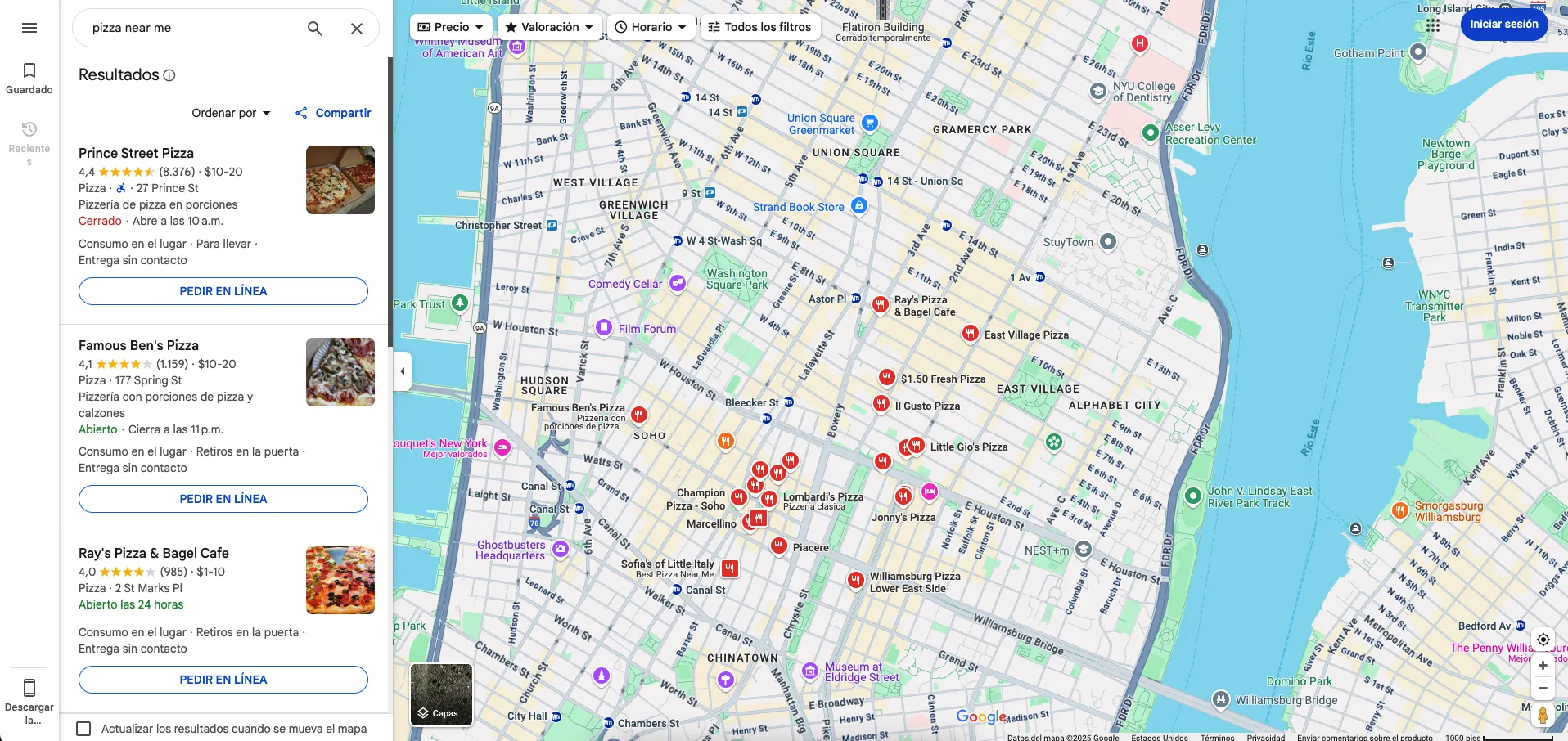 pizza places near me map view