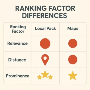  comparison of ranking factors between Local Pack and Maps