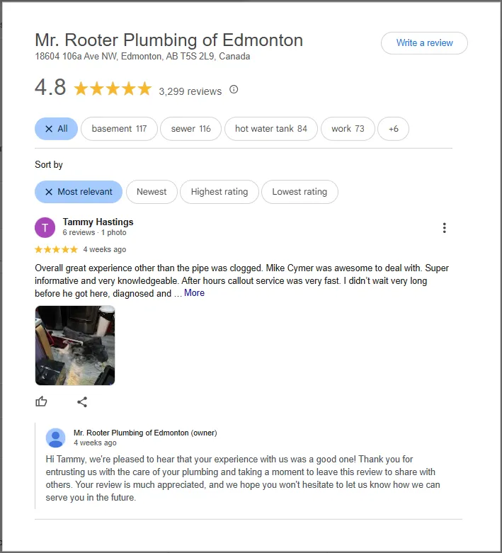 Google Business Profile displaying multiple customer reviews with ratings and comments