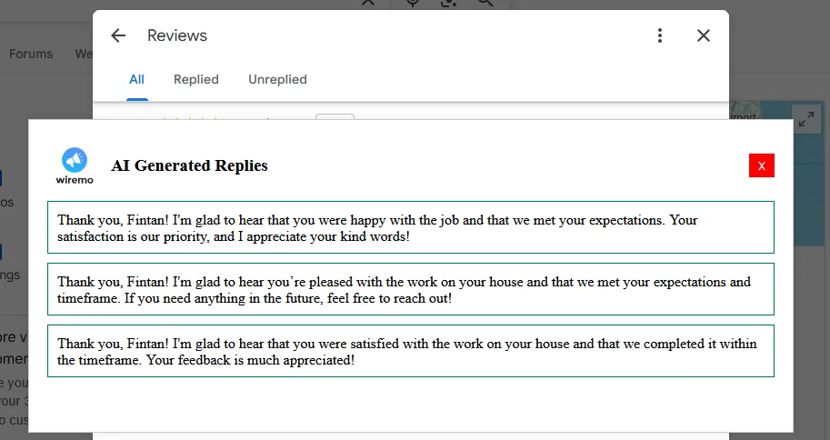 AI Reply Suggestions for Google Reviews