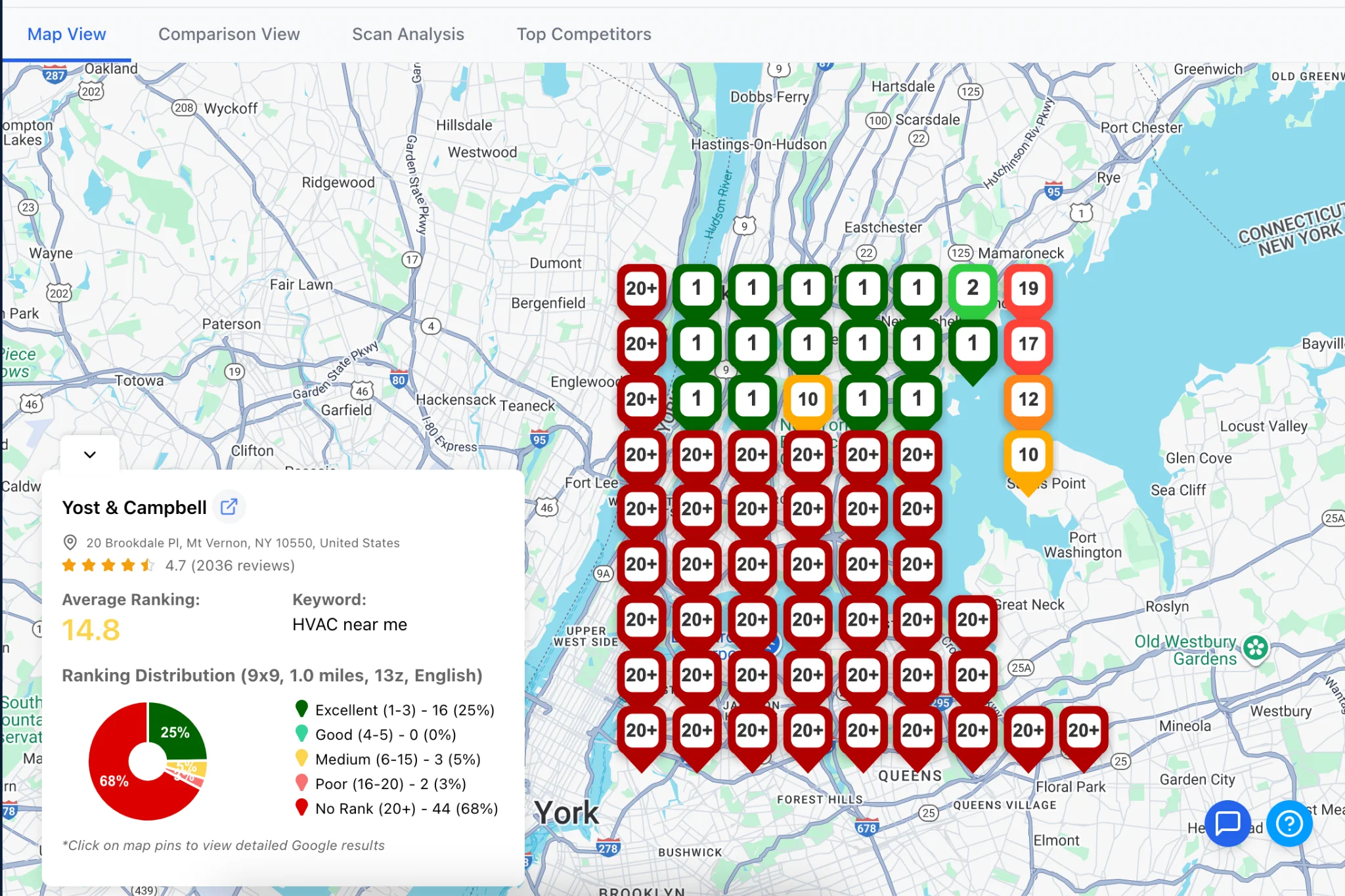 HVAC ranking map near New York