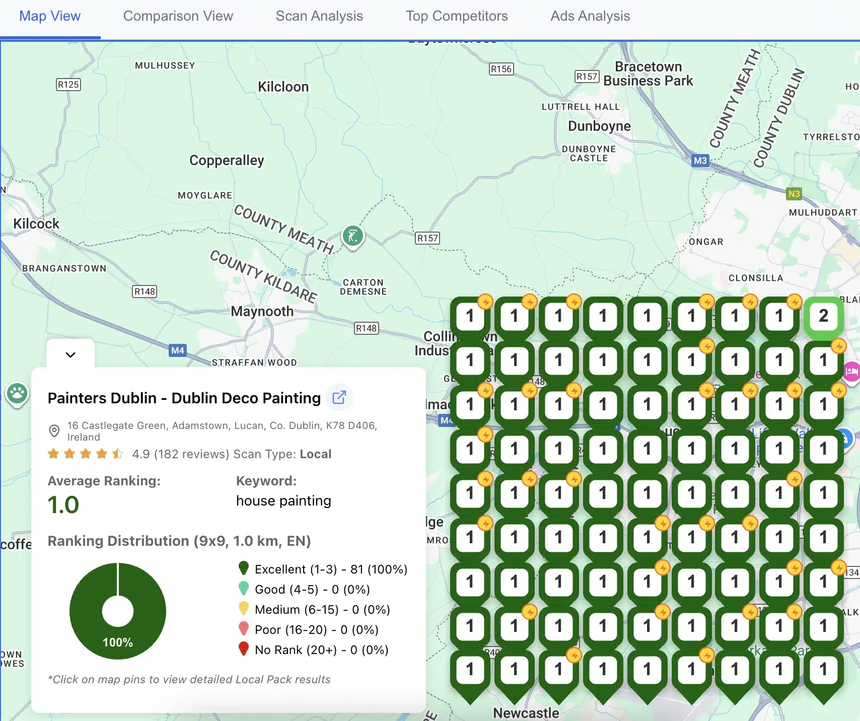 Dublin Local Pack Rank Tracker Map Local pack rank tracker map view Dublin