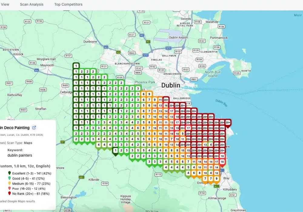 dublin-painters-google-maps-rank-tracking-grid Google Maps rank tracking grid