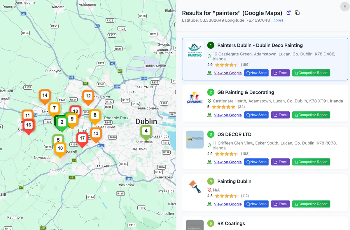 Master local Maps SEO using a local rank tracker showing Google Maps rankings across multiple locations