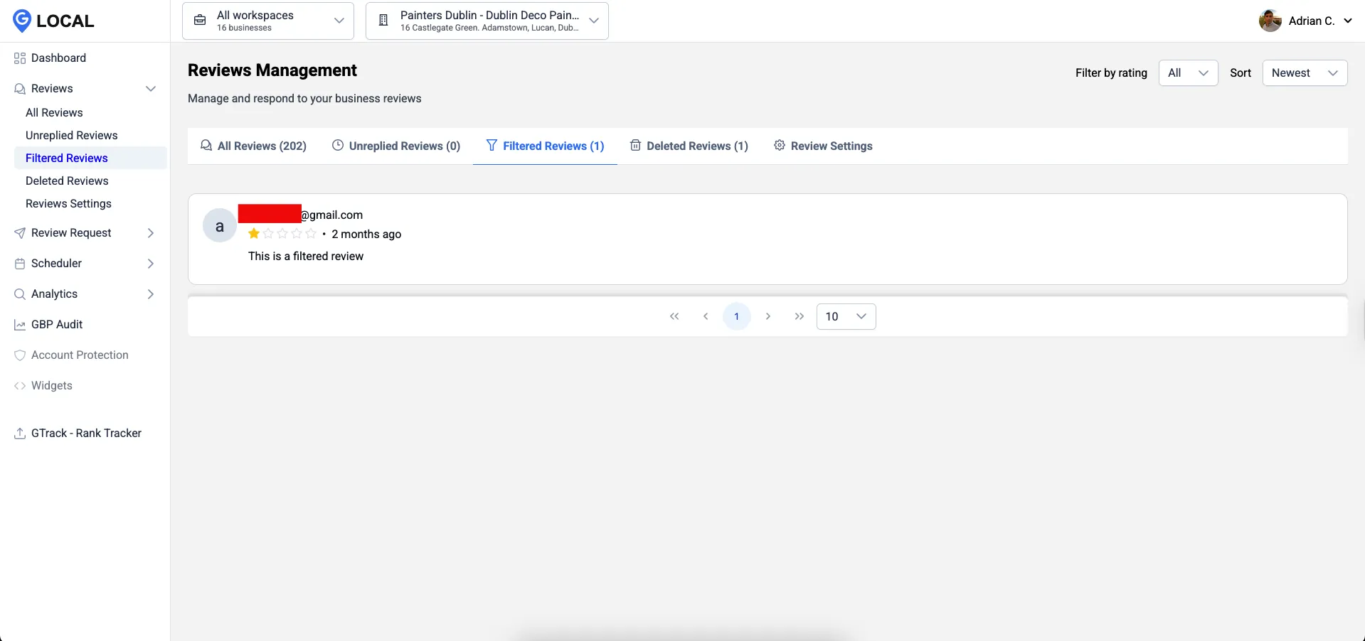 filtered reviews dashboard showing flagged customer feedback filtered reviews dashboard showing flagged customer feedback