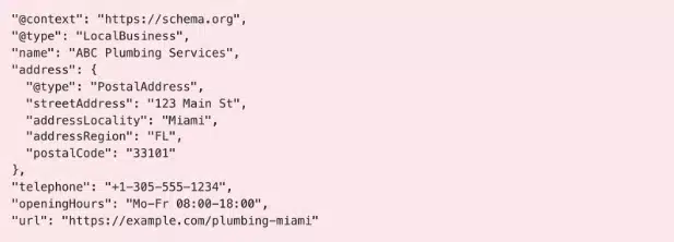 How to Use AI to Dominate Local SEO in 2026 10 json ld structured data example for local seo showing business schema markup with address and contact details